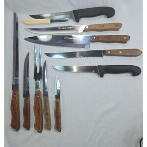 Vintage 11 Kitchen Knife Mixed Lot Washington Forge Master Carver Maxam Russell